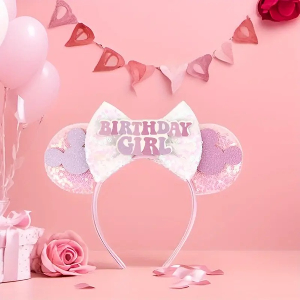 Pink and White Birthday Girl Headband
